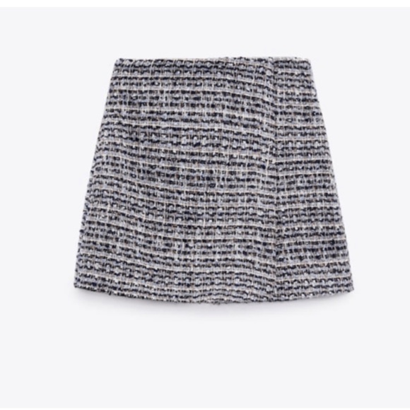 BNWT Zara Blue/Navy Textured Double Breasted Blazer & Skort Co Ord Set Size M - Picture 4 of 4